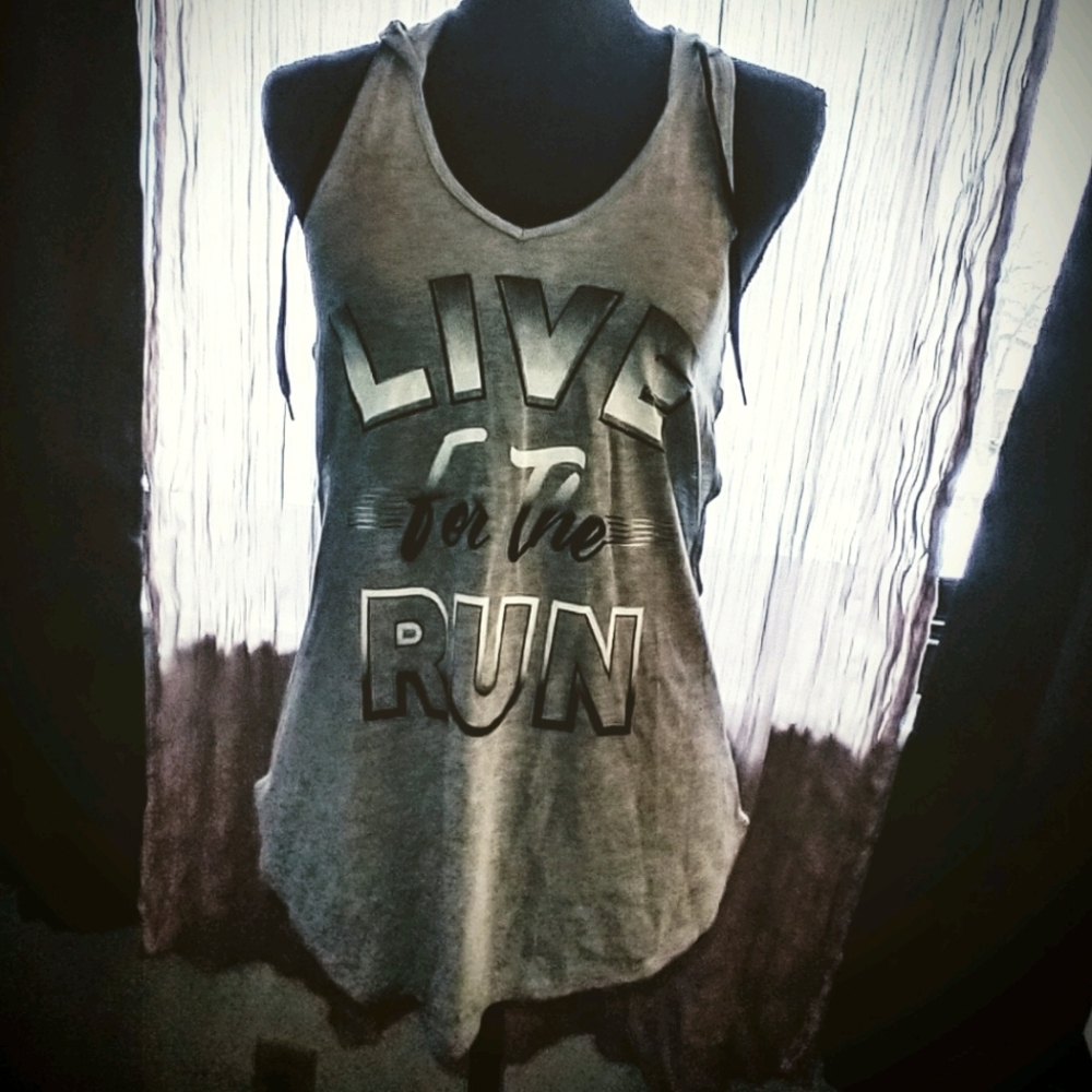NWT Energie XS grey hooded tank w/ side cutouts